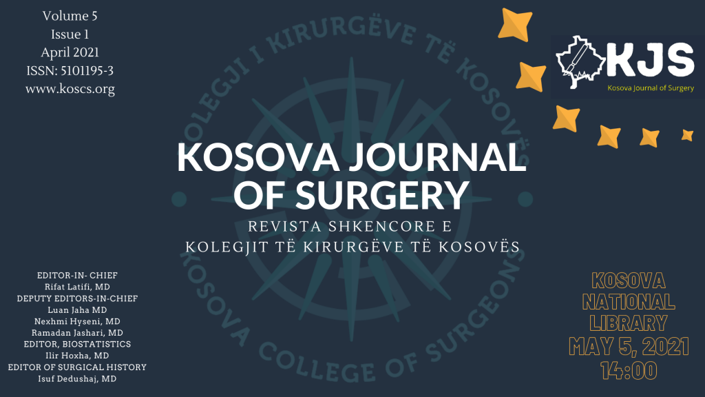May 5, 2021, 2:00 PM, Kosova National Library,  promotion of the scientific journal 'KOSOVA JOURNAL OF SURGERY'